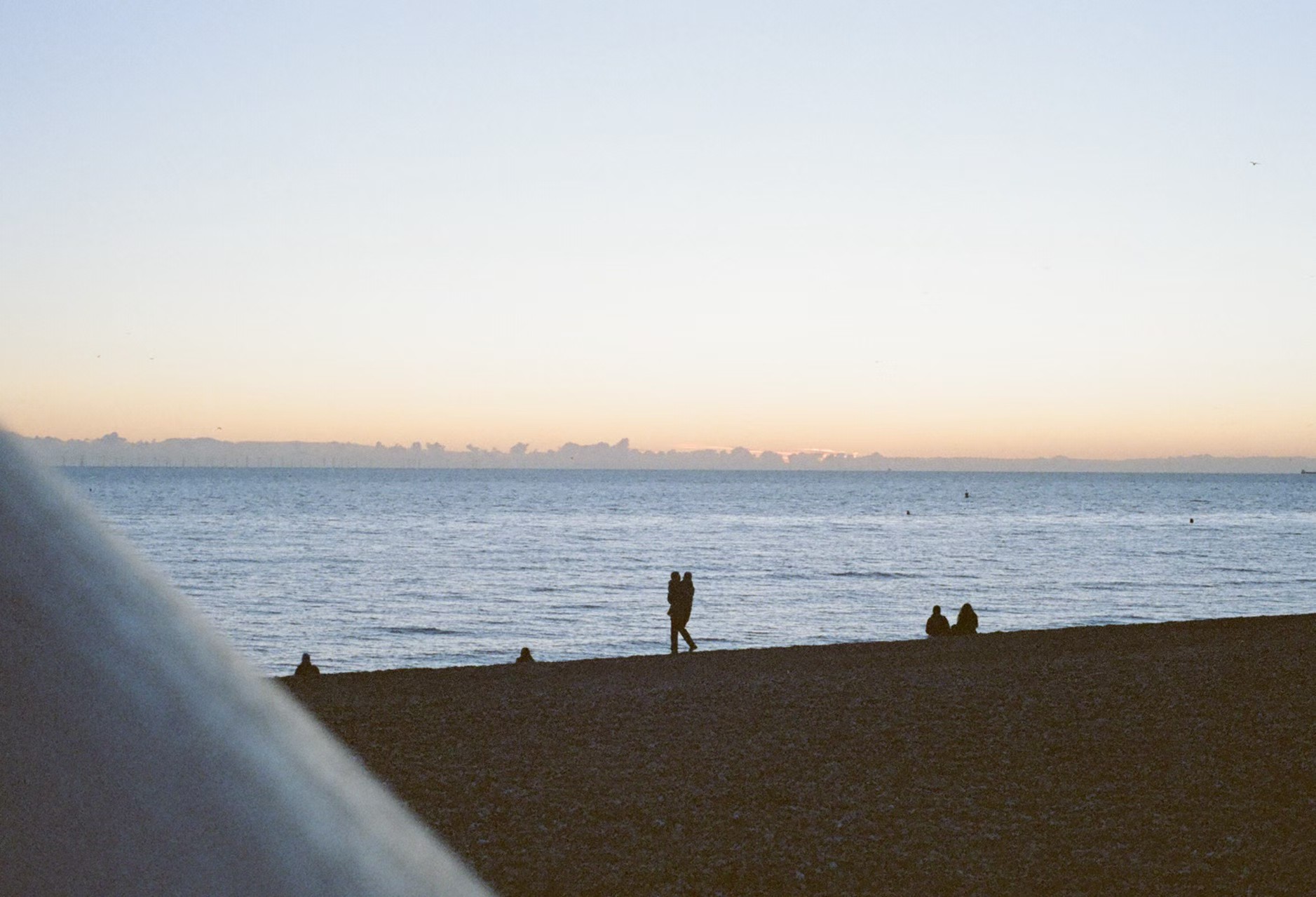 Brighton beach at sunset, photographed by Junda Wu